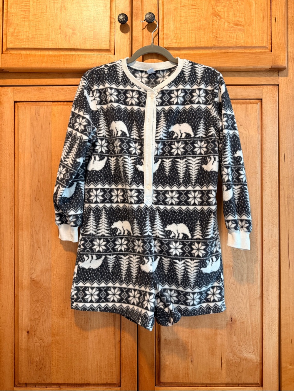 Old Navy Black and White Polar Bear Fair Isle Fleece Onesie